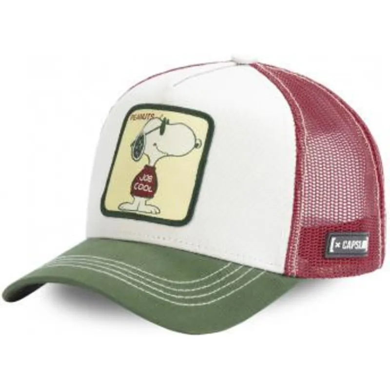 capslab-snoopy-joe-cool-joe-peanuts-hvid-brun-og-gron-trucker-kasket