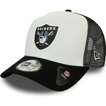 Las Vegas Raiders NFL Team Colour Block A Frame hvid og sort trucker cap fra New Era