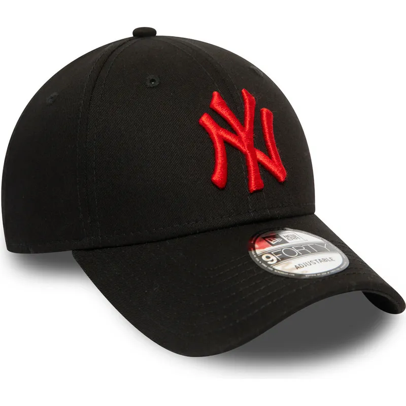 new-era-izvita-kozirka-cherveno-logo-9forty-league-essential-new-york-yankees-mlb-cherna-reguliruema-shapka
