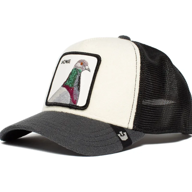 gorra-trucker-blanca-gris-y-negra-paloma-homie-pigeon-de-goorin-bros