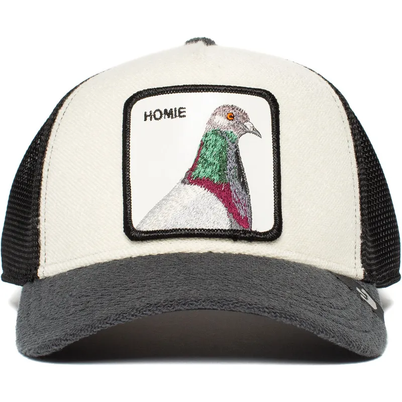 gorra-trucker-blanca-gris-y-negra-paloma-homie-pigeon-de-goorin-bros