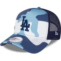 los-angeles-dodgers-mlb-a-frame-trucker-cap-in-blauem-camouflage-mit-blauem-logo-von-new-era