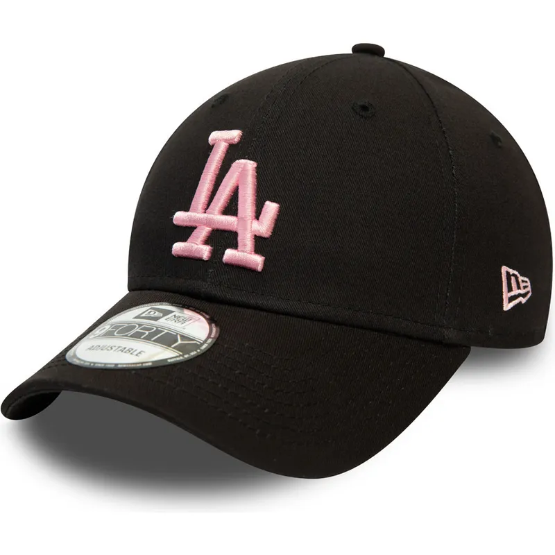 gorra-curva-negra-ajustable-con-logo-rosa-9forty-league-essential-de-los-angeles-dodgers-mlb-de-new-era