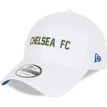 New Era Curved Brim 9FORTY Cotton Wordmark Chelsea Football Club White Adjustable Cap