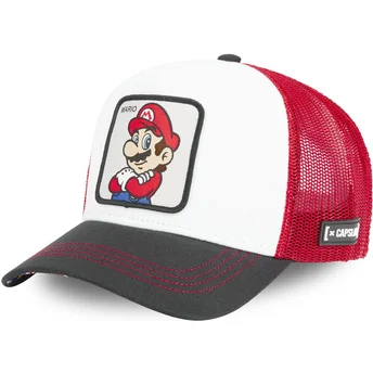 Hvid, rød og sort trucker-kasket Mario SMB MAR Super Mario Bros. fra Capslab