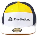 casquette-plate-blanche-jaune-et-bleue-marine-ajustable-playstation-sony-difuzed