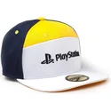 casquette-plate-blanche-jaune-et-bleue-marine-ajustable-playstation-sony-difuzed