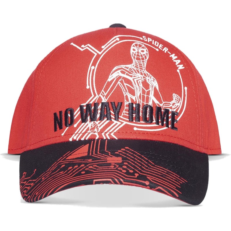 Difuzed Curved Brim Spider-Man No Way Home Marvel Comics Red Snapback Cap:  