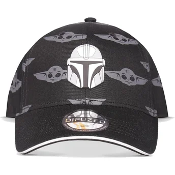 Schwarze gebogene Snapback-Kappe Der Mandalorianer Din Djarin Star Wars von Difuzed