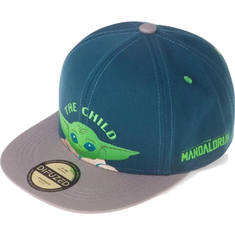 blaue-und-graue-snapback-flatcap-fur-kinder-grogu-baby-yoda-the-child-the-mandalorian-star-wars-von-difuzed