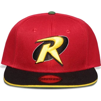 casquette-plate-rouge-et-noire-snapback-robin-dc-comics-difuzed