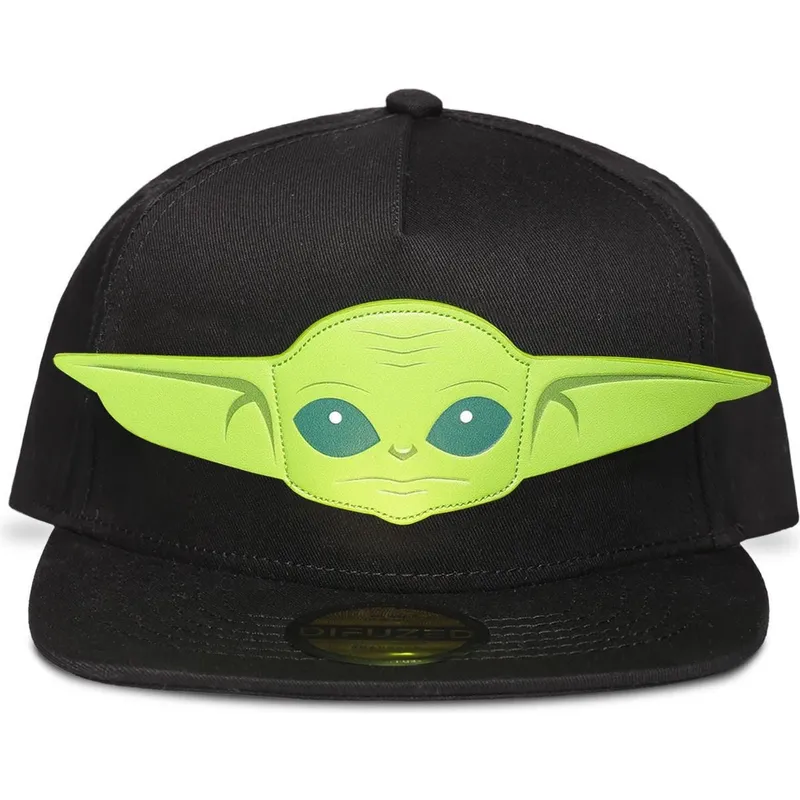 shapka-ploska-cherna-snapbek-za-deca-baby-yoda-the-mandalorian-ot-difuzed