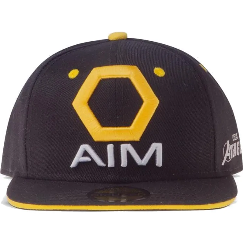 schwarze-und-gelbe-flache-snapback-kappe-aim-avengers-marvel-comics-von-difuzed