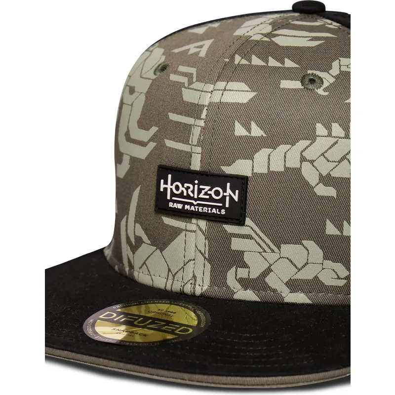 grune-und-schwarze-snapback-flatcap-forbidden-west-horizon-von-difuzed