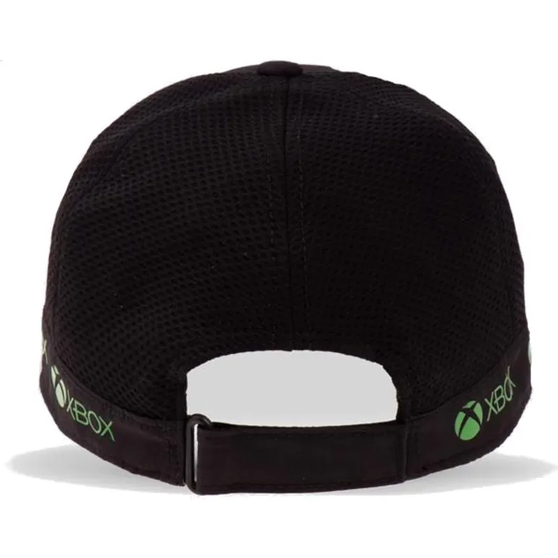 schwarze-verstellbare-kappe-mit-gebogenem-schirm-xbox-white-dots-symbol-microsoft-von-difuzed