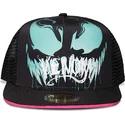 schwarze-und-rosa-flache-trucker-snapback-kappe-fur-kinder-venom-marvel-comics-von-difuzed