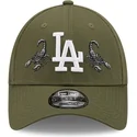 verstellbare-grune-9forty-kappe-mit-gebogenem-schirm-rose-scorpion-los-angeles-dodgers-mlb-von-new-era
