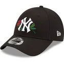 schwarze-verstellbare-9forty-kappe-mit-gebogenem-schirm-rose-der-new-york-yankees-mlb-von-new-era