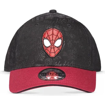 schwarze-und-rote-snapback-kappe-mit-gebogenem-schirm-fur-jungen-spider-man-marvel-comics-von-difuzed