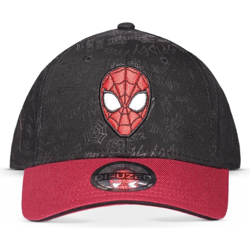 Difuzed Curved Brim Youth Spider-Man Marvel Comics Black and Red Snapback  Cap: 