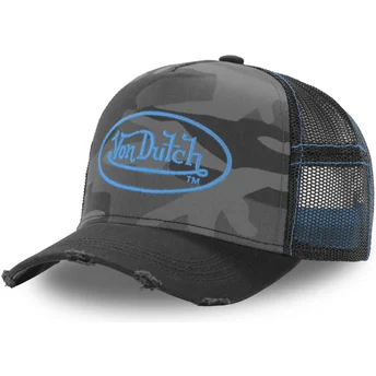 Von Dutch CAM BLU Grey and Blue Trucker Hat