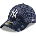 new-era-new-york-yankees-mlb-9forty-paisley-print-verstellbare-marineblaue-kappe-mit-gebogenem-schirm