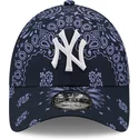new-era-new-york-yankees-mlb-9forty-paisley-print-verstellbare-marineblaue-kappe-mit-gebogenem-schirm