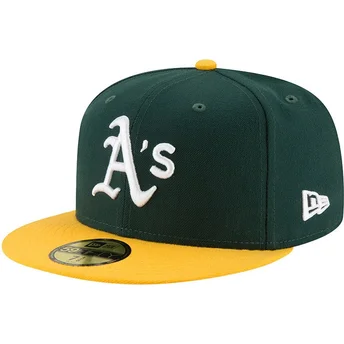 Grøn og gul fitted flat cap 59FIFTY AC Perf fra Oakland Athletics MLB fra New Era