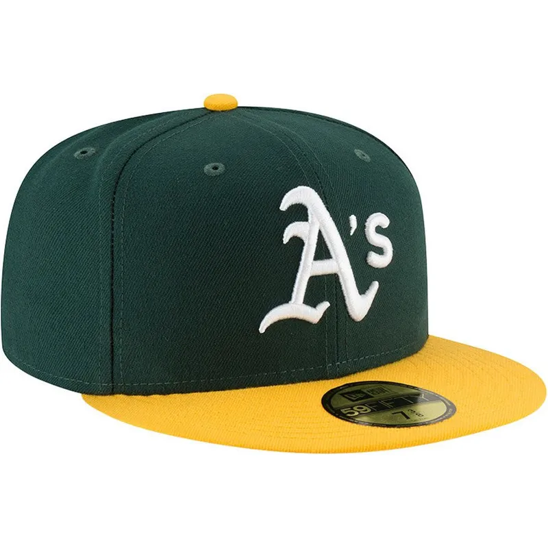 gron-og-gul-fitted-flat-cap-59fifty-ac-perf-fra-oakland-athletics-mlb-fra-new-era