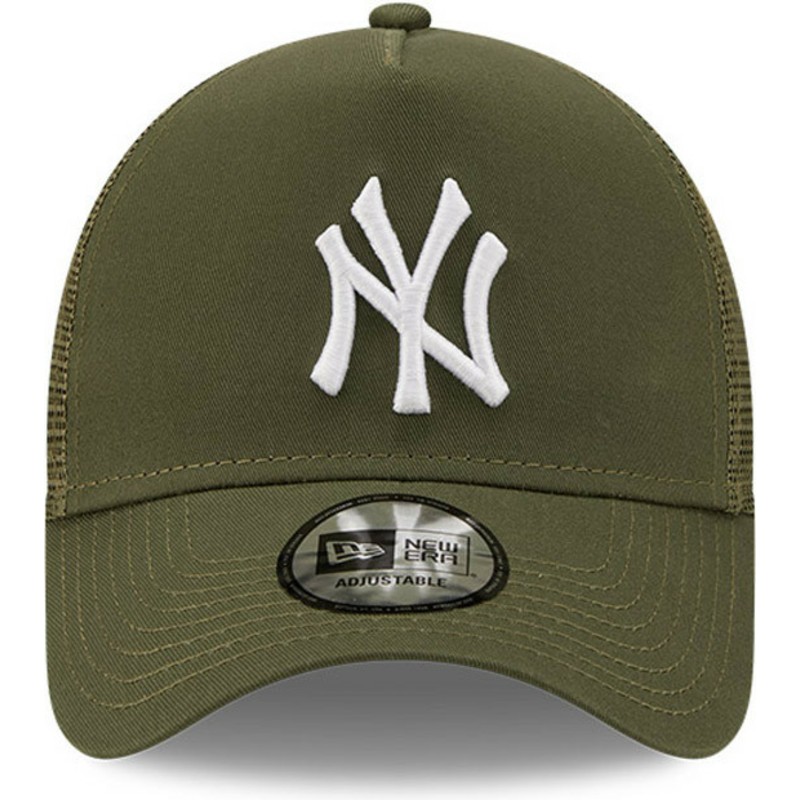New EraNew Era New York Yankees MLB Tonal Mesh Olive A-Frame Adjustable Trucker Cap Marque  
