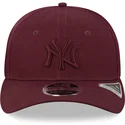 new-era-mlb-new-york-yankees-9fifty-stretch-snap-snapback-kappe-mit-gebogenem-schirm-in-weinrot-und-weinrotem-logo