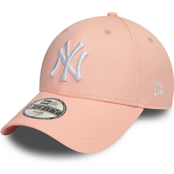 New Era Извита Периферия Детска 9FORTY League Essential New York Yankees MLB Розова Регулируема Шапка