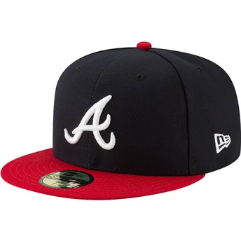 New Era Плоска Козирка 59FIFTY AC Perf Atlanta Braves MLB Тъмносиня и Червена Прилепнала Шапка