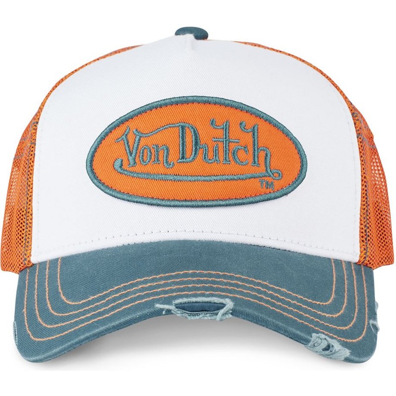 orange and white von dutch hat