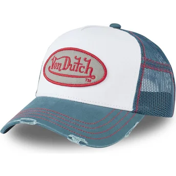 Hvid og blå trucker-kasket SUM CON fra Von Dutch