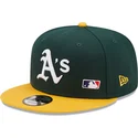 gorra-plana-verde-y-amarilla-snapback-9fifty-team-arch-de-oakland-athletics-mlb-de-new-era