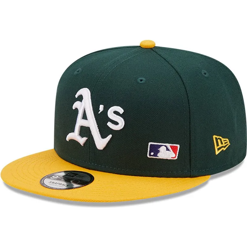 shapka-ploska-zelena-snapbek-9fifty-team-arch-na-oakland-athletics-mlb-ot-new-era