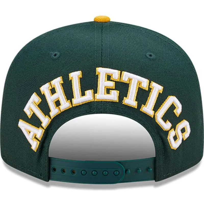 gorra-plana-verde-y-amarilla-snapback-9fifty-team-arch-de-oakland-athletics-mlb-de-new-era