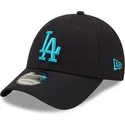 marineblaue-verstellbare-9forty-league-essential-kappe-mit-gebogenem-schirm-und-blauem-los-angeles-dodgers-mlb-logo-von-new-era