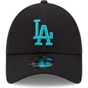 marineblaue-verstellbare-9forty-league-essential-kappe-mit-gebogenem-schirm-und-blauem-los-angeles-dodgers-mlb-logo-von-new-era