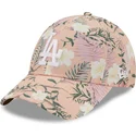 verstellbare-rosa-9forty-floral-curved-cap-los-angeles-dodgers-mlb-von-new-era