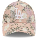 verstellbare-rosa-9forty-floral-curved-cap-los-angeles-dodgers-mlb-von-new-era