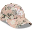 verstellbare-rosa-9forty-floral-curved-cap-los-angeles-dodgers-mlb-von-new-era