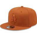 new-era-flat-brim-brown-logo-9fifty-league-essential-los-angeles-dodgers-mlb-brown-snapback-cap