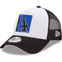 casquette-trucker-blanche-et-noire-a-frame-team-patch-los-angeles-dodgers-mlb-new-era