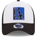 casquette-trucker-blanche-et-noire-a-frame-team-patch-los-angeles-dodgers-mlb-new-era