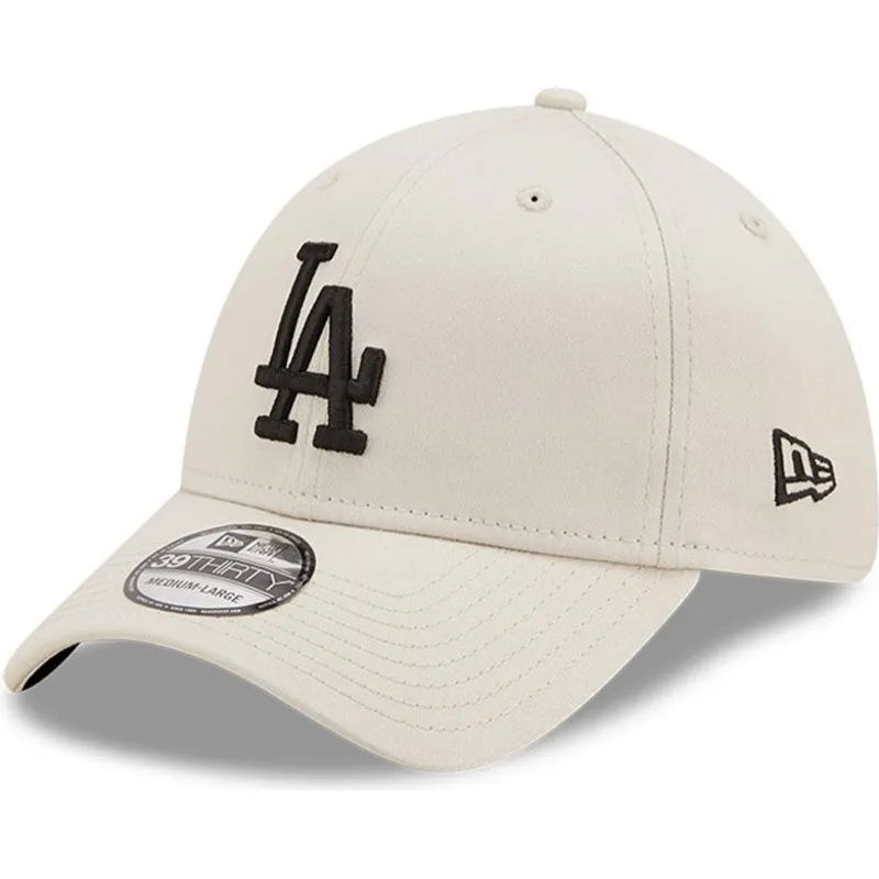 beige-gebogener-stretch-fit-cap-39thirty-league-essential-der-los-angeles-dodgers-mlb-von-new-era