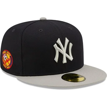 new-era-mlb-new-york-yankees-59fifty-fitted-kappe-mit-seitlichem-aufnaher-in-marineblau-und-grau