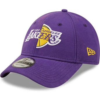 Violet justerbar buet kasket 9FORTY Washed Pack Split Logo fra Los Angeles Lakers NBA fra New Era