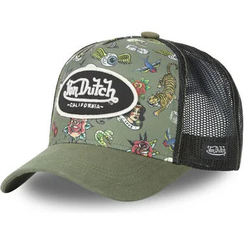 Шапка извита тракер зелена снапбек Tattoo TAT K от Von Dutch